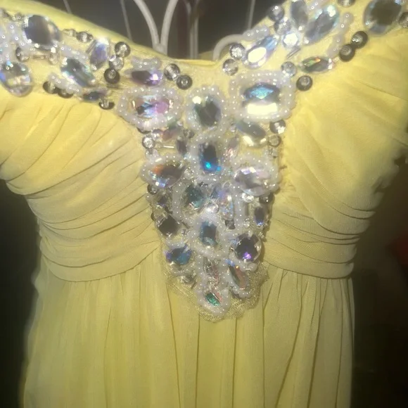 City Triangles Strapless Yellow Dress with Embellishments - Picture 2 of 5